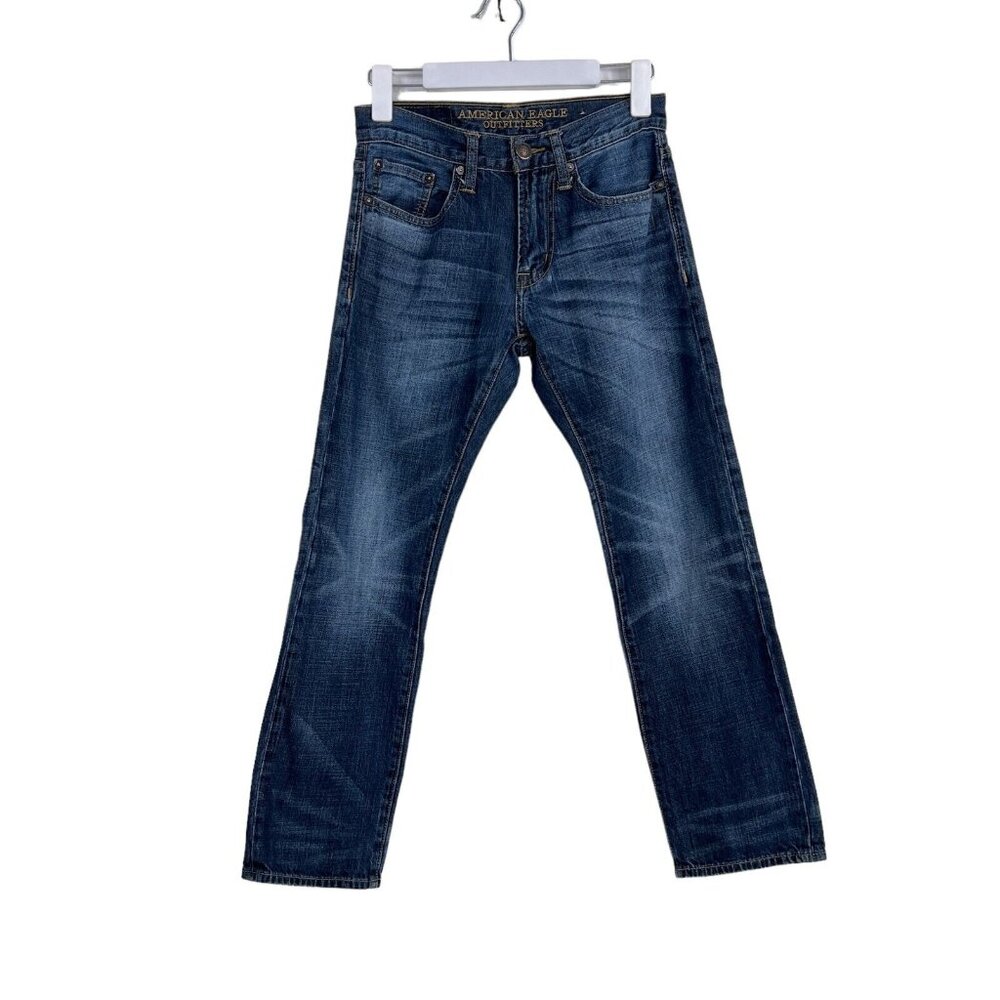 AE American Eagle Slim Straight Mens 100% Cotton Medium Blue Jeans Size 26 x 28
